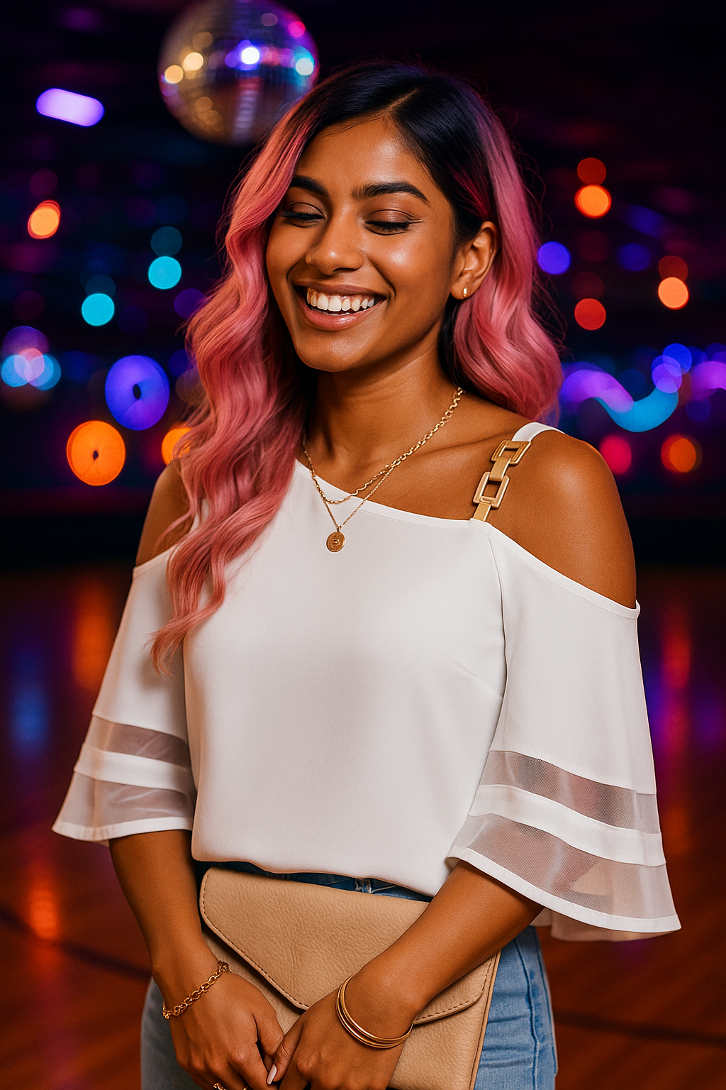 Women's Cold-Shoulder Chiffon Blouse